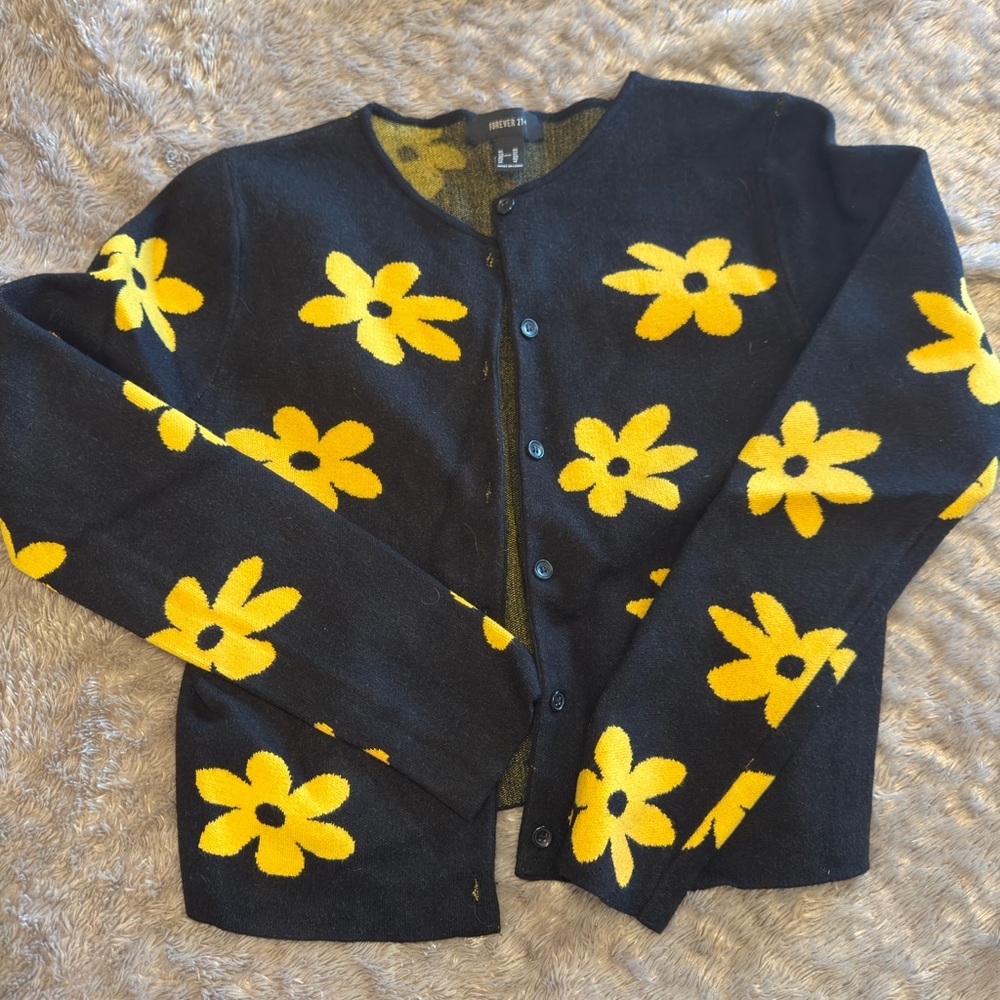 Forever 21 Black and Yellow Knit Cardigan